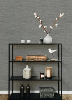 A-Street Prints Hannah Malin Faux Grasscloth Wallpaper - Grey