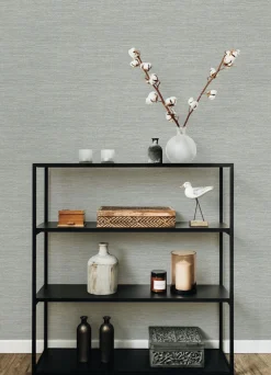 A-Street Prints Hannah Malin Faux Grasscloth Wallpaper - Light Grey