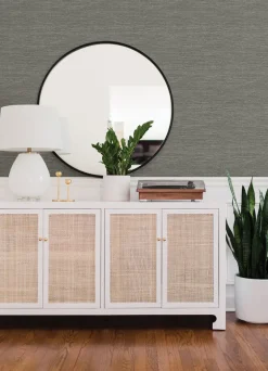A-Street Prints Hannah Malin Faux Grasscloth Wallpaper - Grey