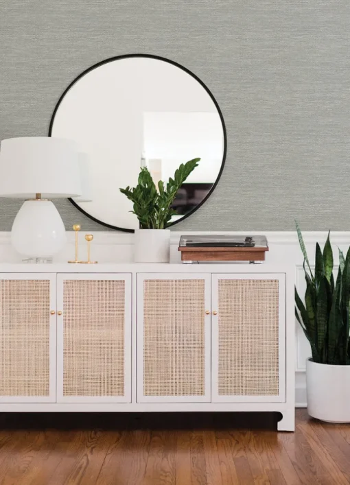 A-Street Prints Hannah Malin Faux Grasscloth Wallpaper - Light Grey
