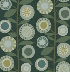 A-Street Prints Hannah Sisu Floral Geometric Wallpaper - Evergreen