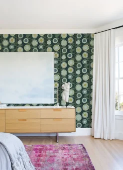 A-Street Prints Hannah Sisu Floral Geometric Wallpaper - Evergreen