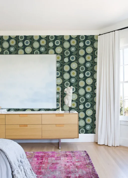A-Street Prints Hannah Sisu Floral Geometric Wallpaper - Evergreen