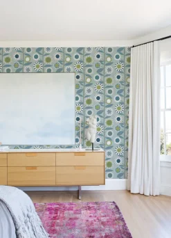A-Street Prints Hannah Sisu Floral Geometric Wallpaper - Light Blue