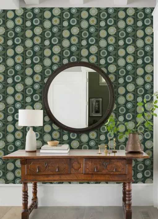 A-Street Prints Hannah Sisu Floral Geometric Wallpaper - Evergreen