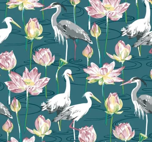 A-Street Prints Happy Barton Heron Wallpaper - Teal