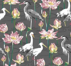 A-Street Prints Happy Barton Heron Wallpaper - Grey