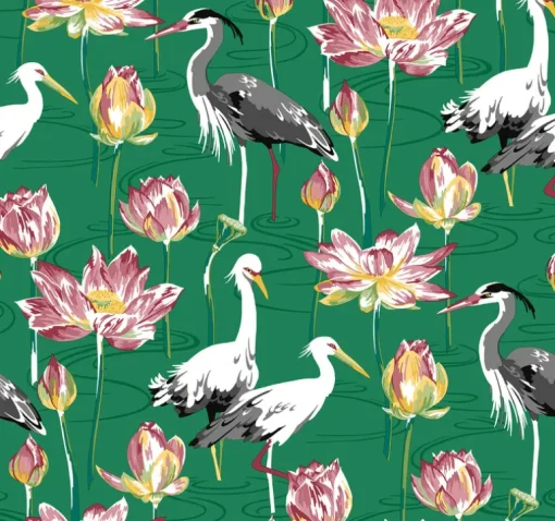 A-Street Prints Happy Barton Heron Wallpaper - Green