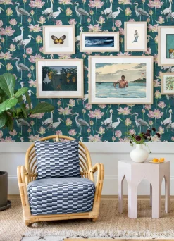 A-Street Prints Happy Barton Heron Wallpaper - Teal