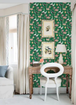 A-Street Prints Happy Barton Heron Wallpaper - Green