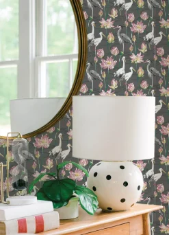 A-Street Prints Happy Barton Heron Wallpaper - Grey