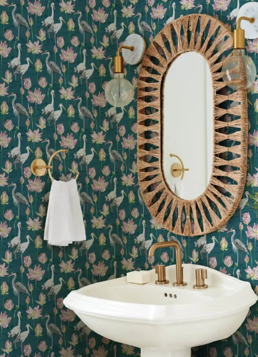 A-Street Prints Happy Barton Heron Wallpaper - Teal