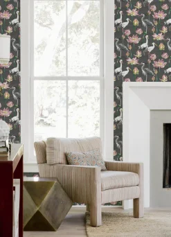A-Street Prints Happy Barton Heron Wallpaper - Grey