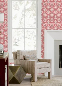 A-Street Prints Happy Keaton Medallion Wallpaper - Coral