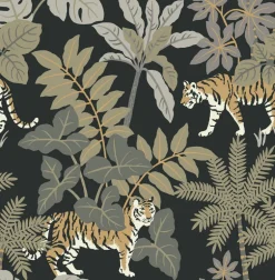 A-Street Prints Harmony Caspian Jungle Wallpaper - Charcoal