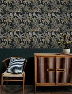 A-Street Prints Harmony Caspian Jungle Wallpaper - Charcoal