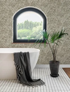 A-Street Prints Harmony Rhythmic Leaf Wallpaper - Taupe