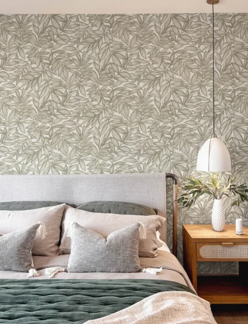 A-Street Prints Harmony Rhythmic Leaf Wallpaper - Taupe