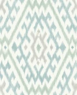 A-Street Prints Harmony Solola Ikat Wallpaper - Aqua