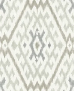 A-Street Prints Harmony Solola Ikat Wallpaper - Stone
