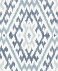 A-Street Prints Harmony Solola Ikat Wallpaper - Blue