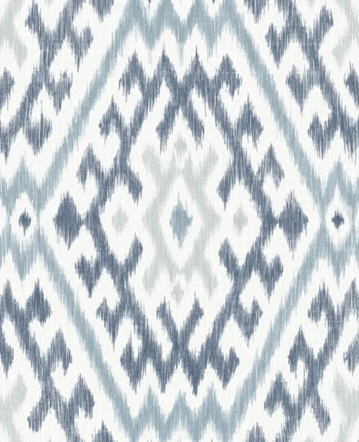 A-Street Prints Harmony Solola Ikat Wallpaper - Blue