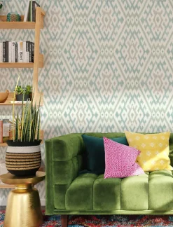 A-Street Prints Harmony Solola Ikat Wallpaper - Aqua
