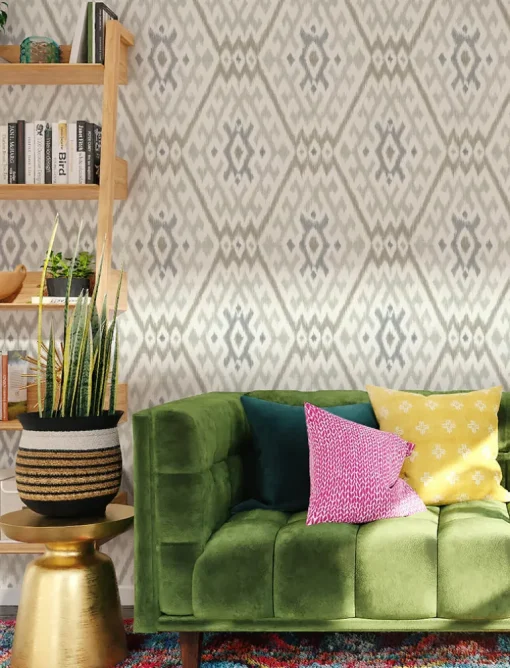 A-Street Prints Harmony Solola Ikat Wallpaper - Stone