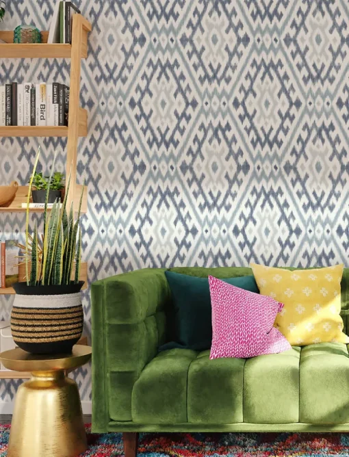 A-Street Prints Harmony Solola Ikat Wallpaper - Blue