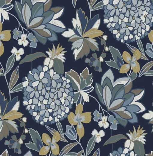 A-Street Prints Harmony Valdivian Wallpaper - Indigo