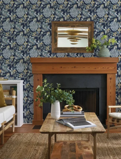 A-Street Prints Harmony Valdivian Wallpaper - Indigo