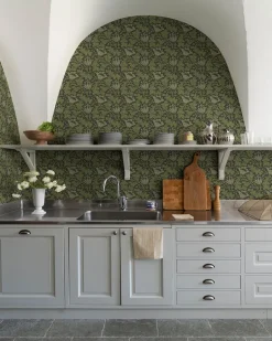 A-Street Prints Hidden Treasures Anemone Wallpaper - Dark Green