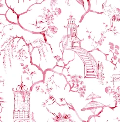 A-Street Prints Middleton Serena Wallpaper - Raspberry