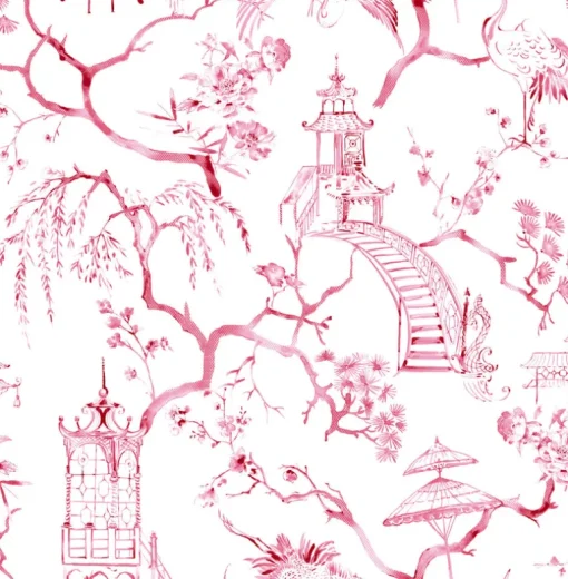 A-Street Prints Middleton Serena Wallpaper - Raspberry