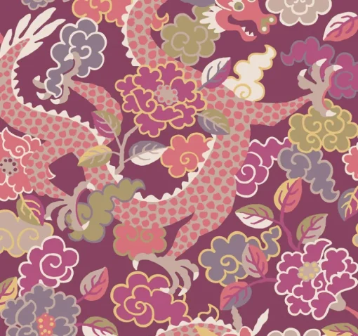 A-Street Prints Middleton Yanci Wallpaper - Plum
