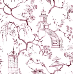 A-Street Prints Middleton Serena Wallpaper - Plum