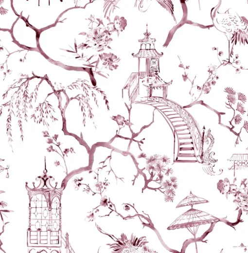 A-Street Prints Middleton Serena Wallpaper - Plum