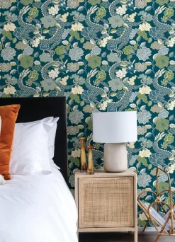 A-Street Prints Middleton Yanci Wallpaper - Teal