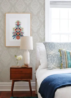 A-Street Prints Middleton Arlie Wallpaper - Light Grey