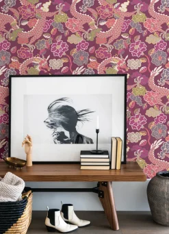A-Street Prints Middleton Yanci Wallpaper - Plum