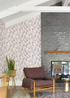 A-Street Prints Middleton Serena Wallpaper - Plum