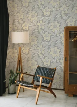 A-Street Prints Revival Butterfield Floral Wallpaper - Light Grey