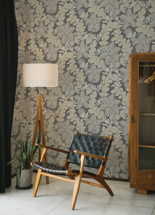 A-Street Prints Revival Butterfield Floral Wallpaper - Grey