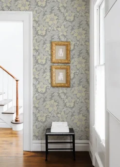 A-Street Prints Revival Butterfield Floral Wallpaper - Light Grey