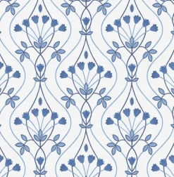 A-Street Prints Revival Dard Tulip Ogee Wallpaper - Blue