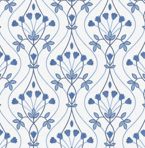 A-Street Prints Revival Dard Tulip Ogee Wallpaper - Blue
