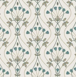 A-Street Prints Revival Dard Tulip Ogee Wallpaper - Teal
