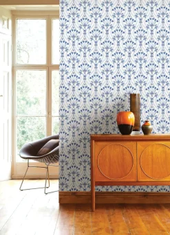A-Street Prints Revival Dard Tulip Ogee Wallpaper - Blue