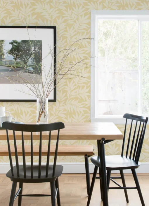 A-Street Prints Revival Morris Leaf Wallpaper - Yellow