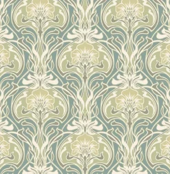 A-Street Prints Revival Mucha Ogee Wallpaper - Teal